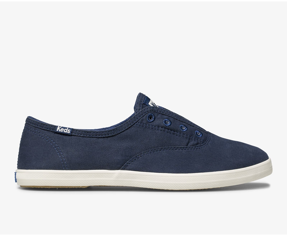 Keds Slip Ons Blue - Chillax Seasonal Washable - Womens JMTNCF-032